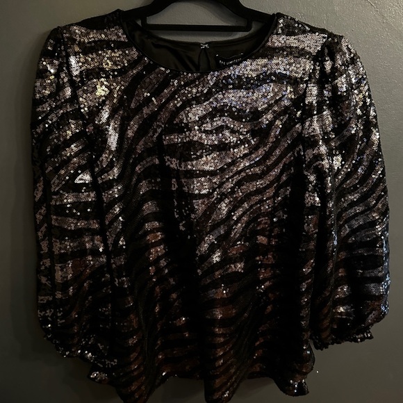 NWT the limited black zebra sequin blouse | size large - Picture 1 of 7
